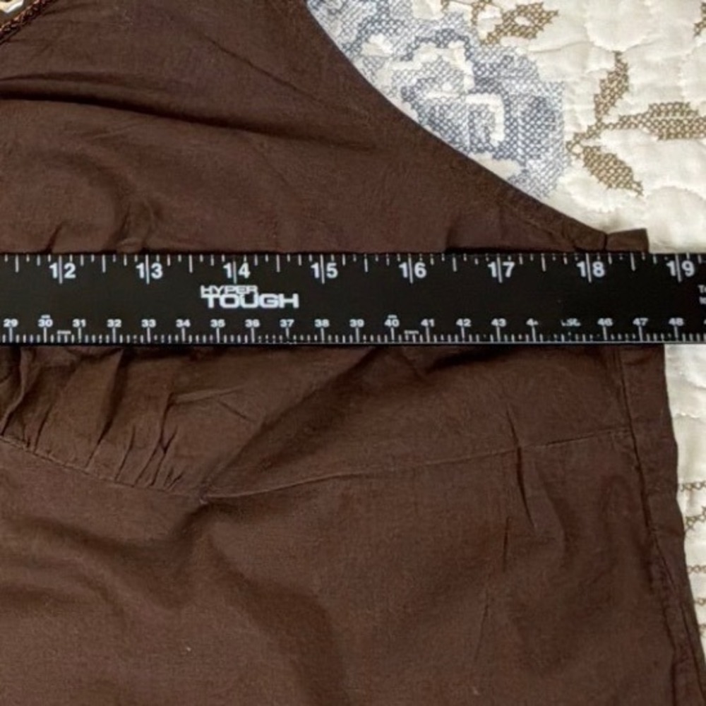 Venezia Sleeveless Tank Top Womens Size 14 Brown Excellent Beaded V-Neck Cotton - Picture 6 of 6